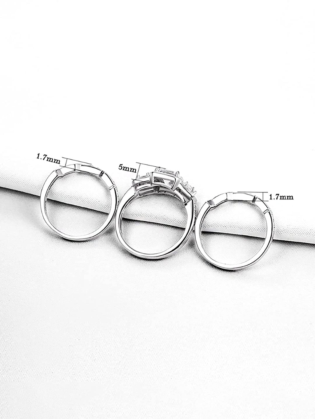 Silver Plated Three Piece Crystal Elegant Ring