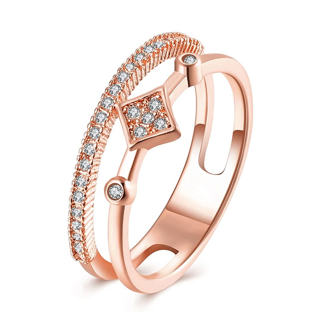 Rose Gold Crystal Pave Eternity Adjustable Ring