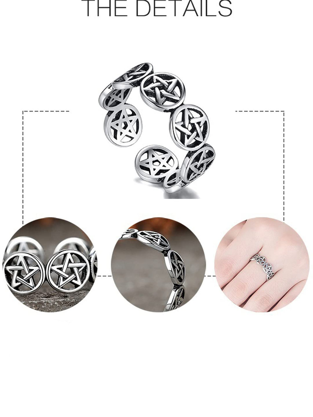 Silver Star Symbol Adjustable Band Ring