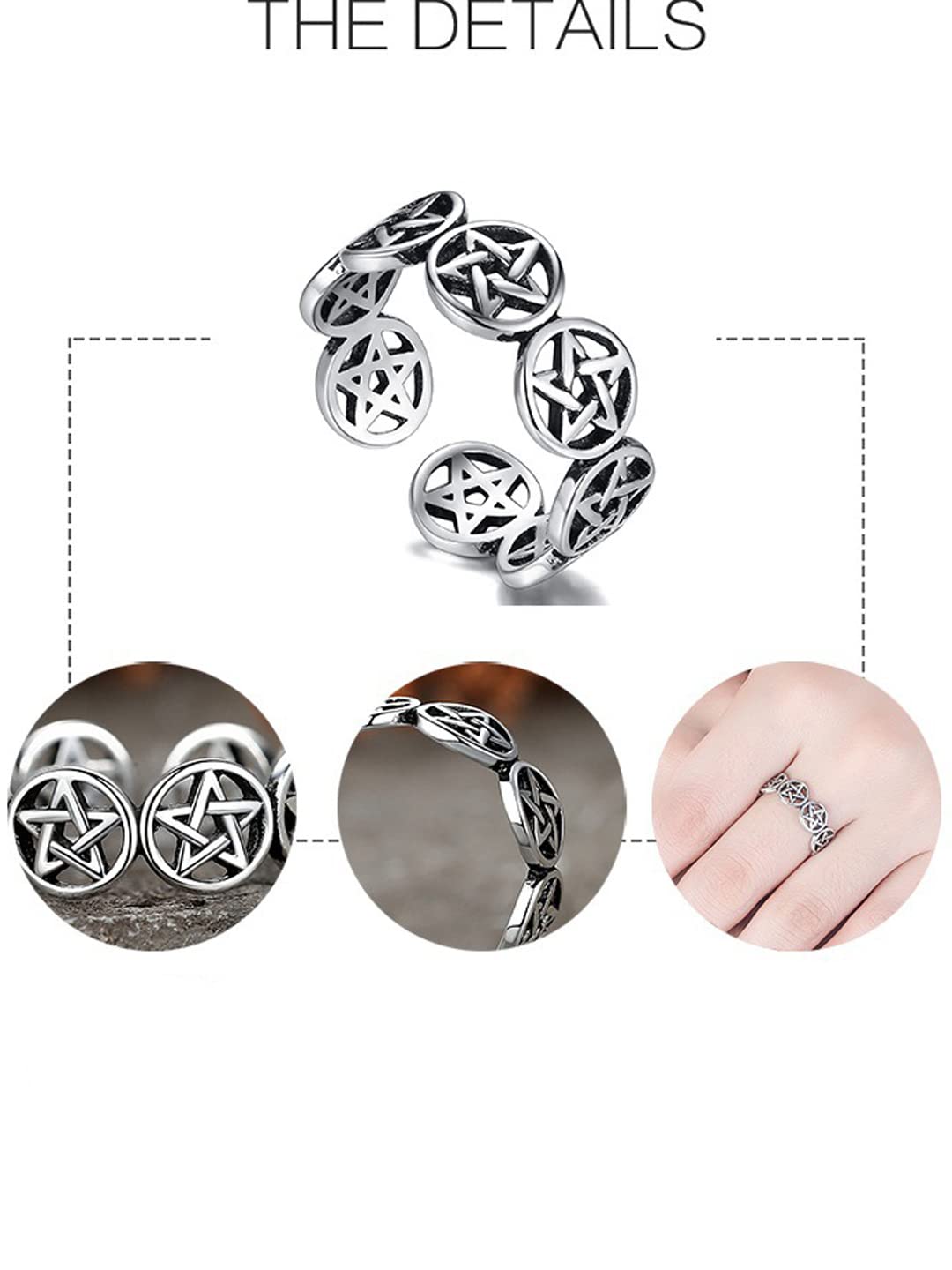 Silver Star Symbol Adjustable Band Ring