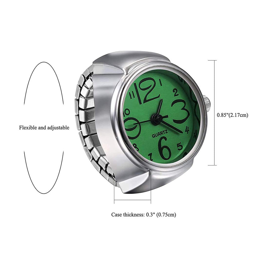 Green Dial Stainless Steel Watch Ring