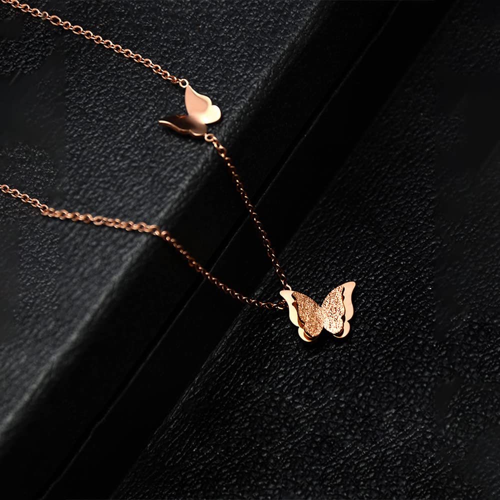Rose Gold Long Chain Pendant Necklace