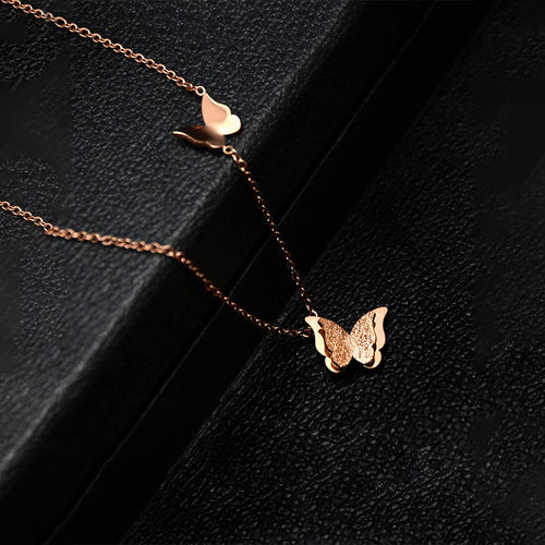 Rose Gold Long Chain Pendant Necklace