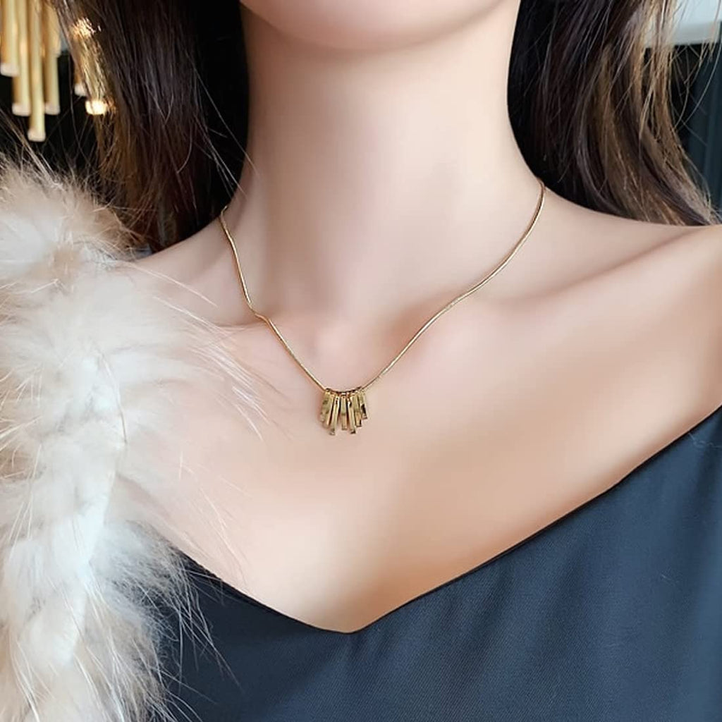 Gold Square Stainless Pendant Necklace