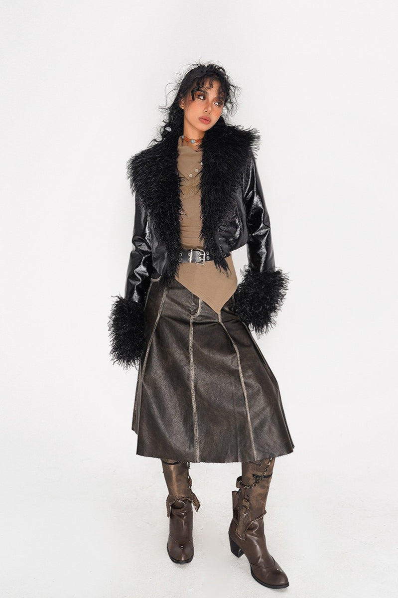 Retro Style Glossy Jacket Coat