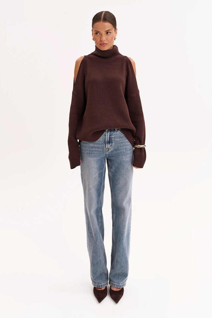 Off Shoulder Turtleneck Sweater