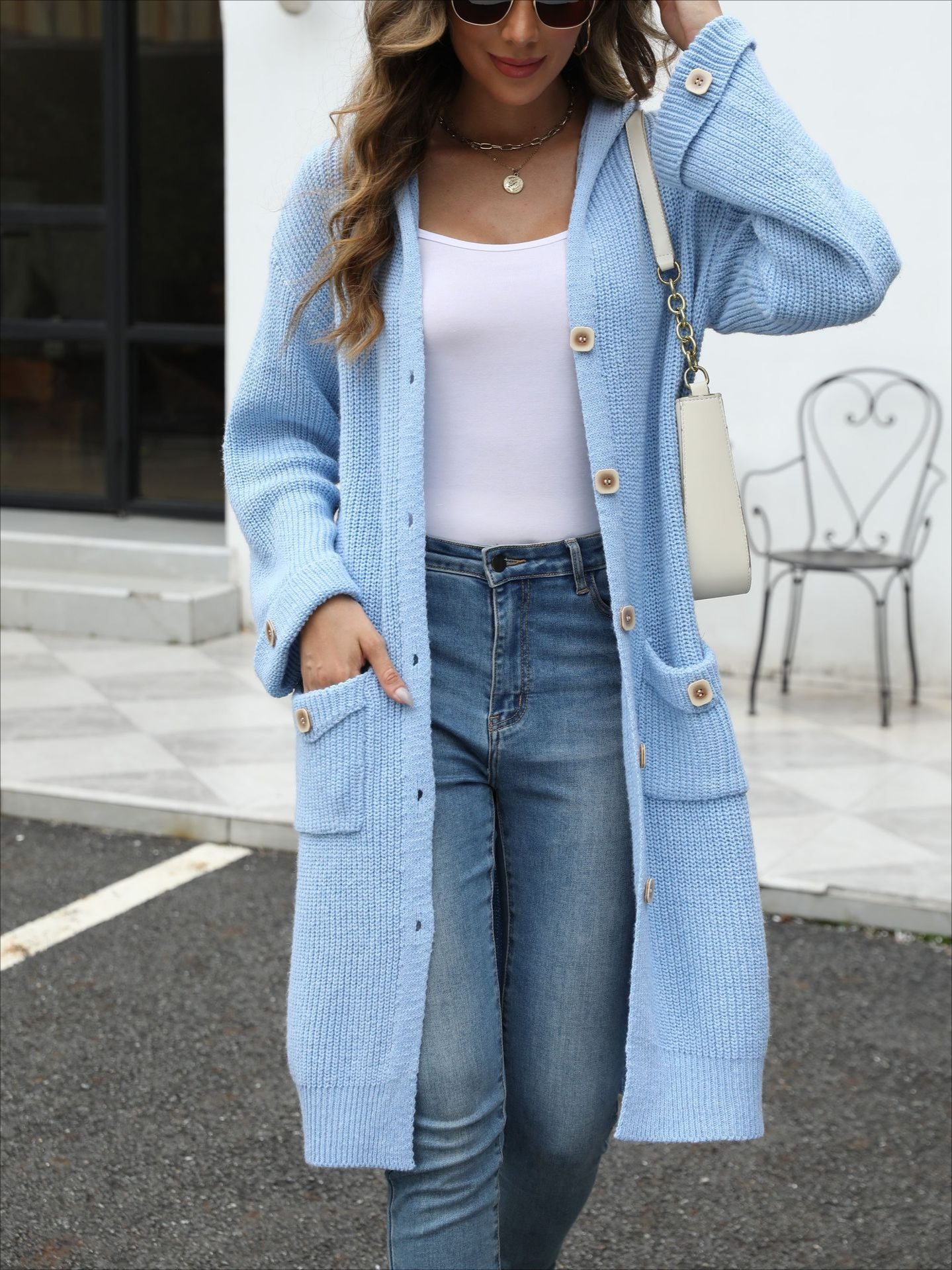 V-Neck Relaxed Knit Cardigan