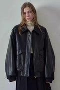 Spring Oversized Faux Leather Coat