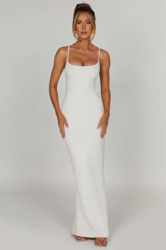Open Back Thin Strap Fitted Maxi Dress