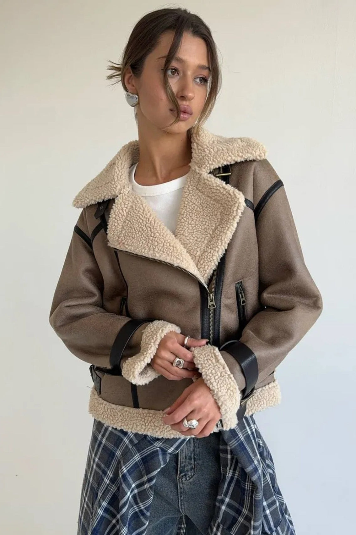 Retro Patchwork Faux Suede Lapel Long Coat