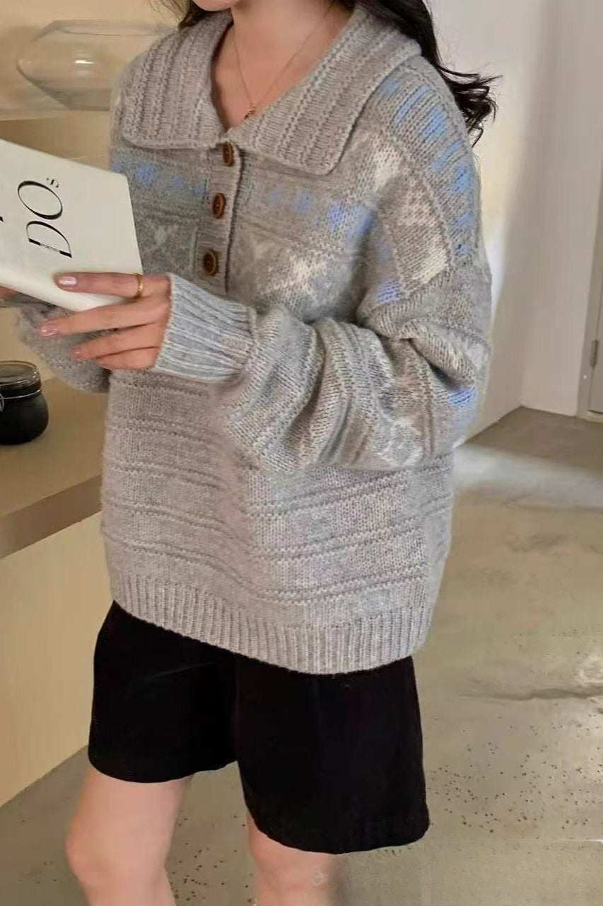 Relaxed Fair Isle Knit Sweater