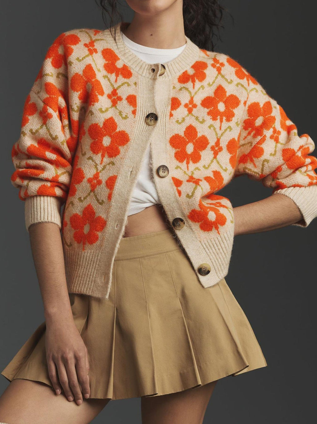 Long-Sleeve Patterned Cardigan