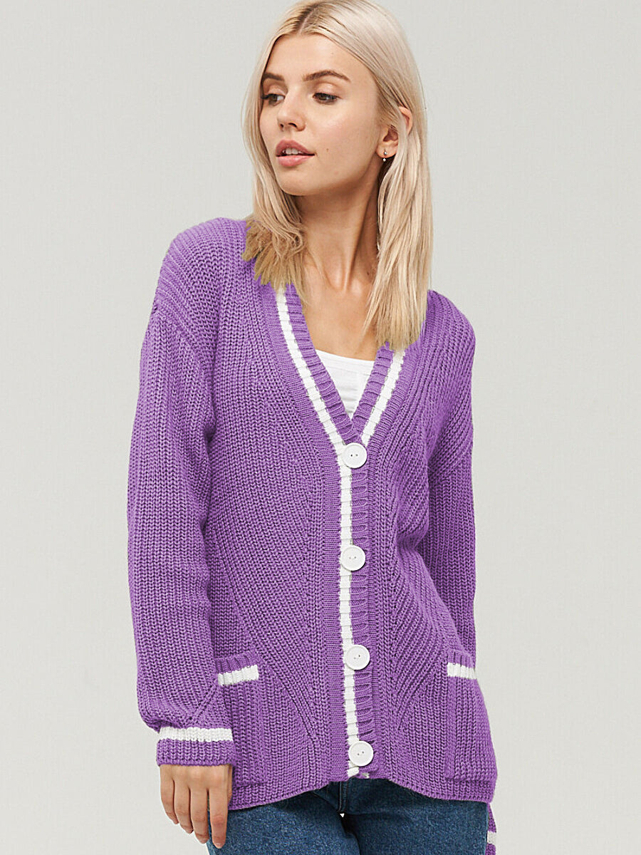 Colorblock Knitted Cardigan