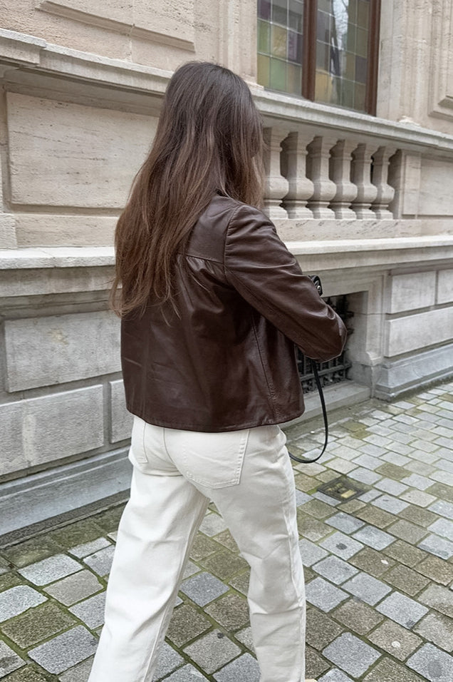 Classic Brown PU Cropped Coat