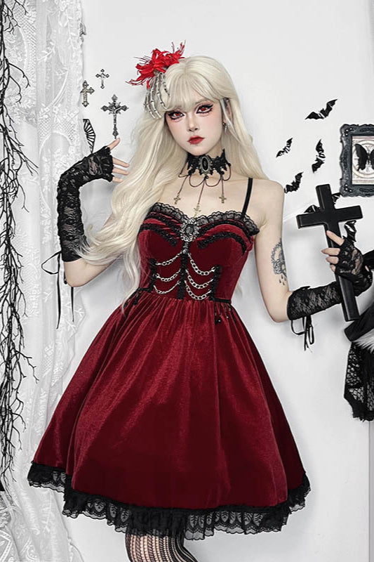 Chain Lace A-Line Gothic Dress
