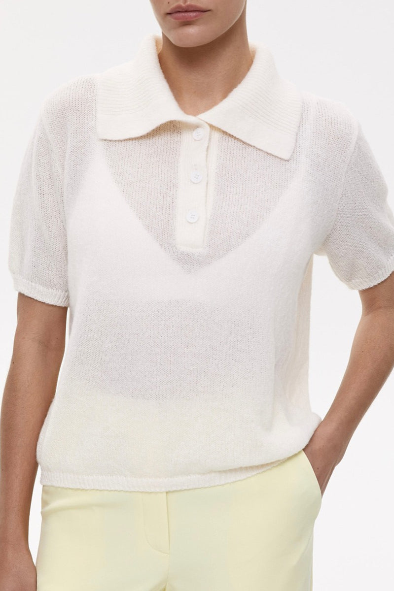 Hollow Polo Neck Knit Sweater