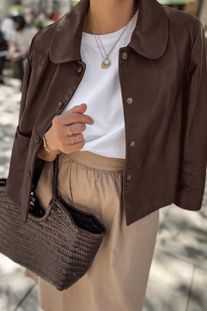 Classic Brown PU Cropped Coat