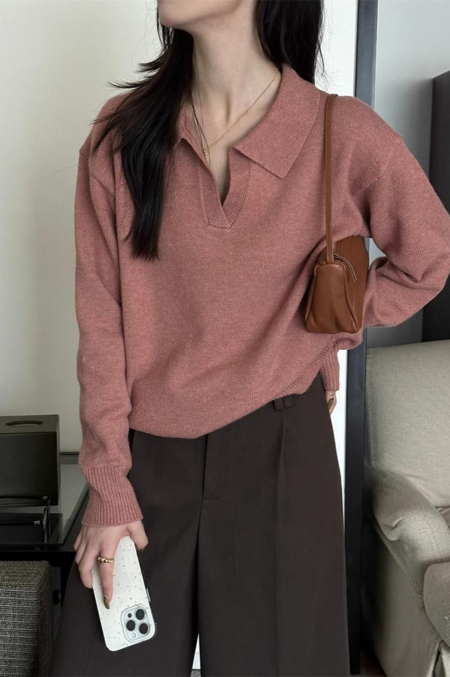 Relaxed Polo Style Sweater
