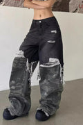 Camouflage Patchwork Baggy Wide Leg Jean