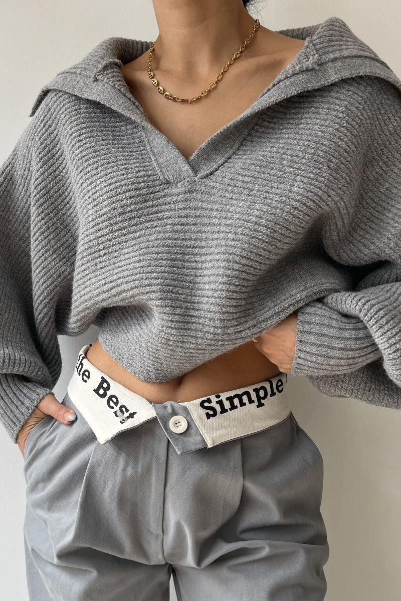 Long Sleeve Collared Knit Sweater