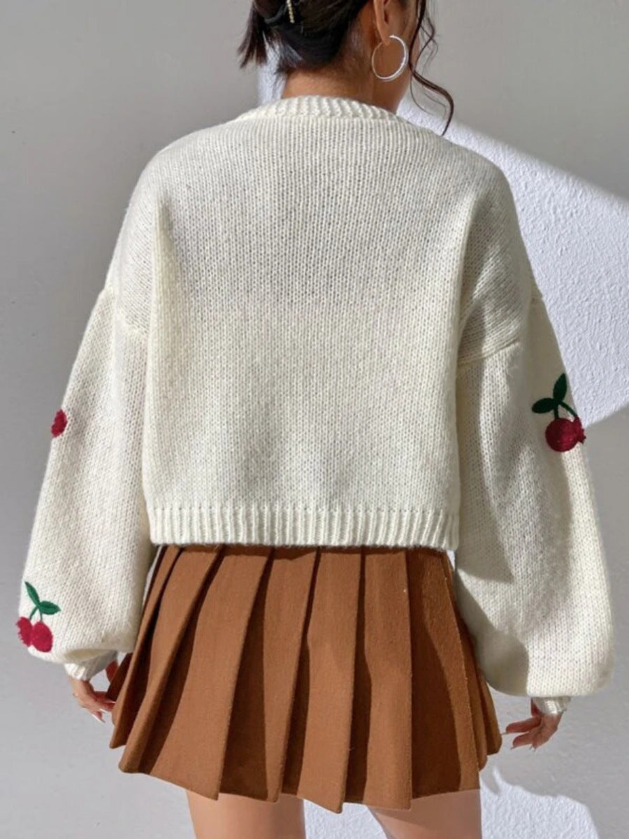 Embroidered Open Knit Cardigan