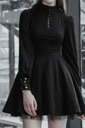 Pleated A-Line Gothic Dress