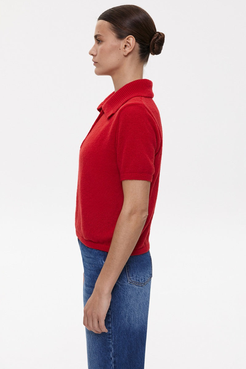 Hollow Polo Neck Knit Sweater