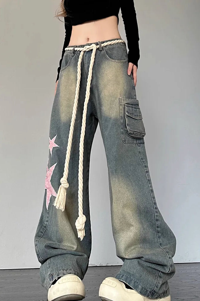 Streetwear Heart Patchwork Jean