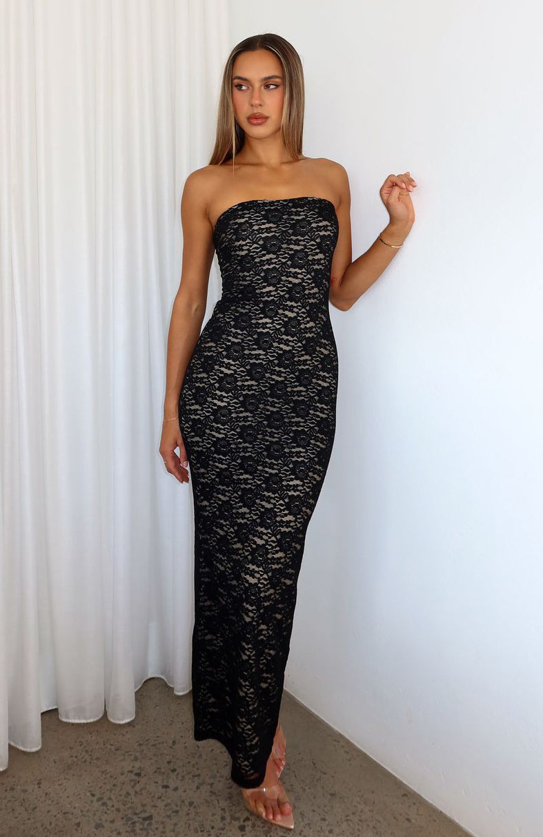 Black Mad Love Strapless Sleek Maxi Dress