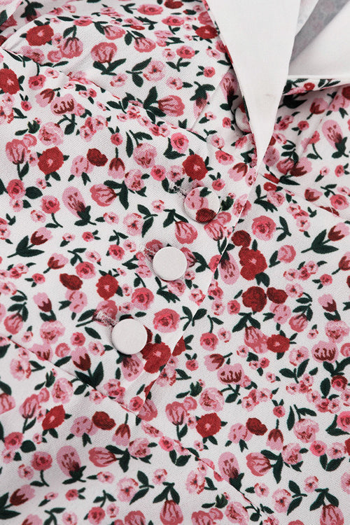 Puff Sleeve Printed Peter Pan Collar Maxi Floral Dress