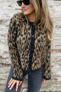 Gentle Knit Cropped Leopard Cardigan