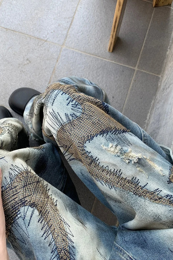 Punk Streetwear Wide Leg Denim Jean