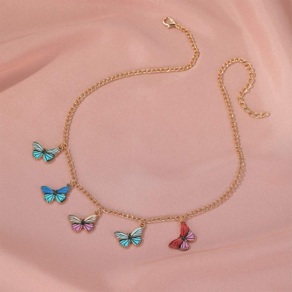 Gold Multicolor Butterfly Choker Necklace