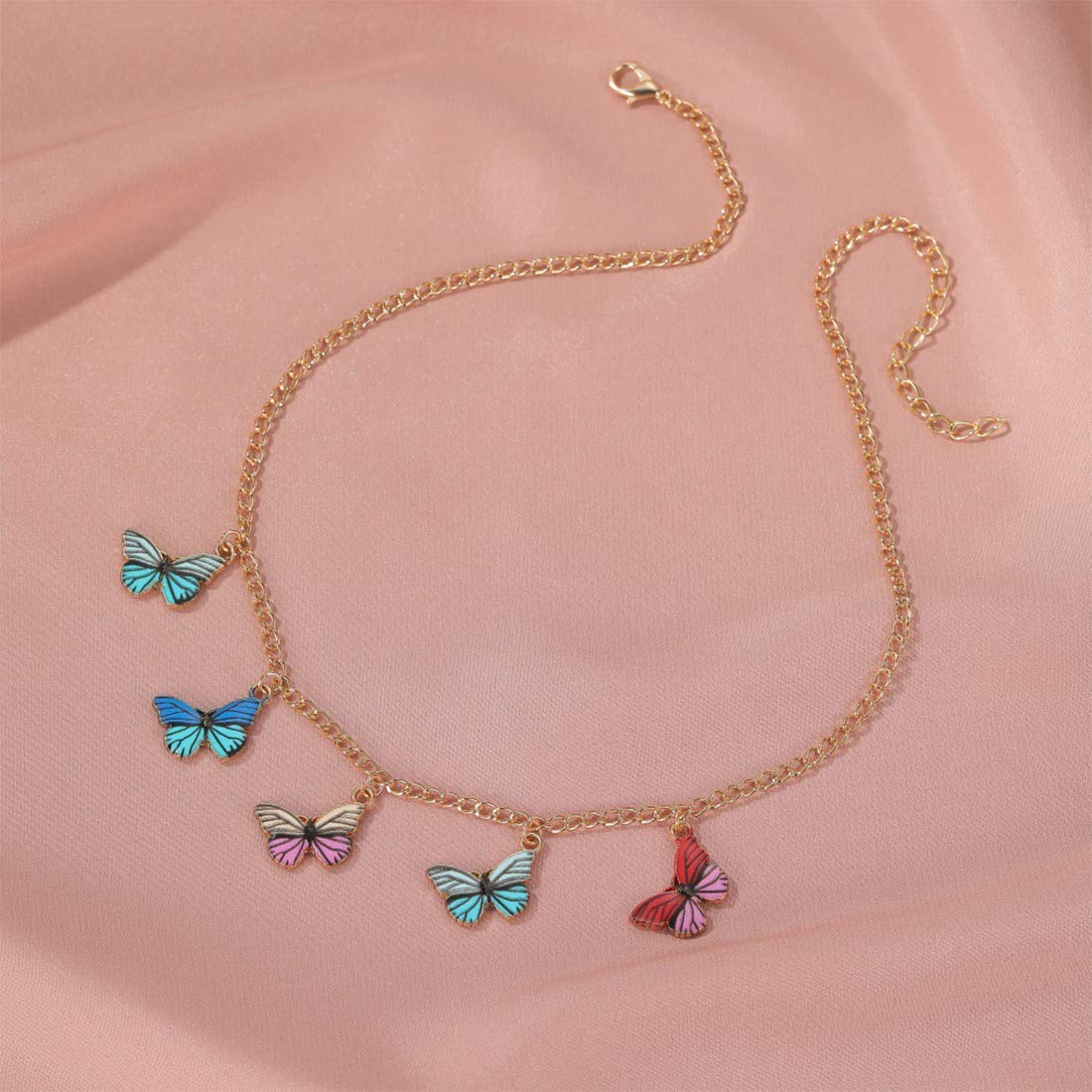 Gold Multicolor Butterfly Choker Necklace