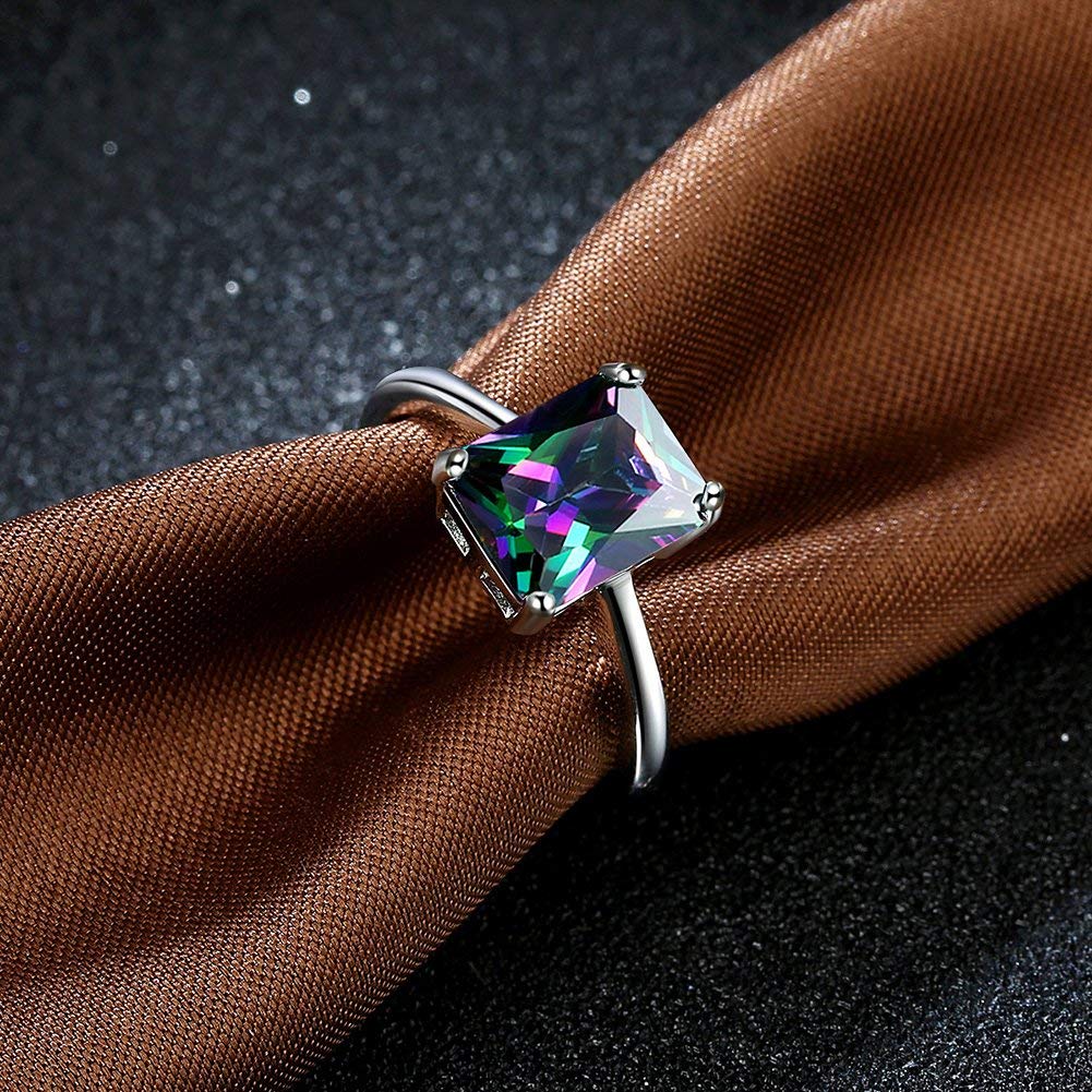 Silver Toned Multi Color Stone Ring
