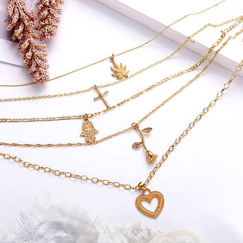 Silver Gold Layered Choker Necklace