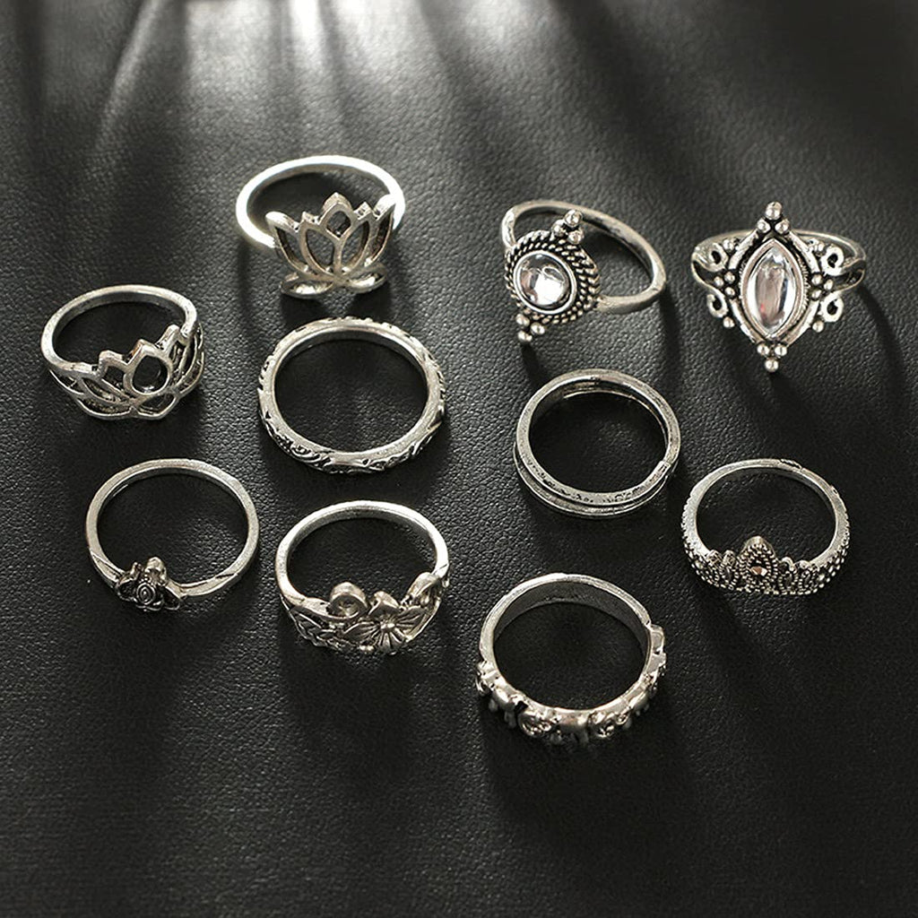 Silver Oxidised Flower Midi Finger Ring