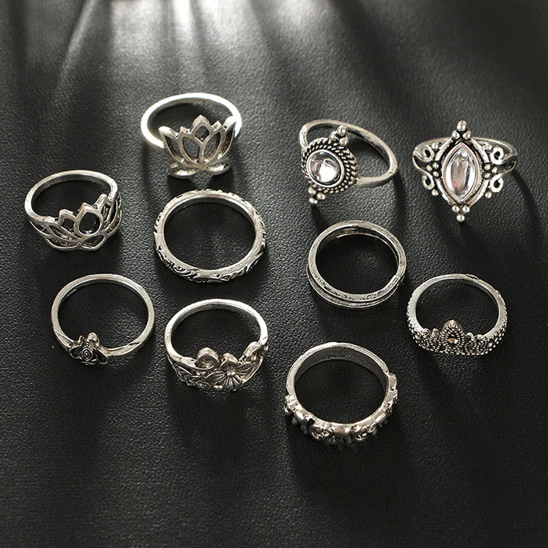 Silver Oxidised Flower Midi Finger Ring