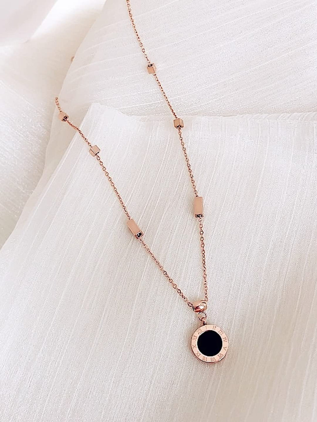 Rose Gold Roman Pendant Chain Necklace