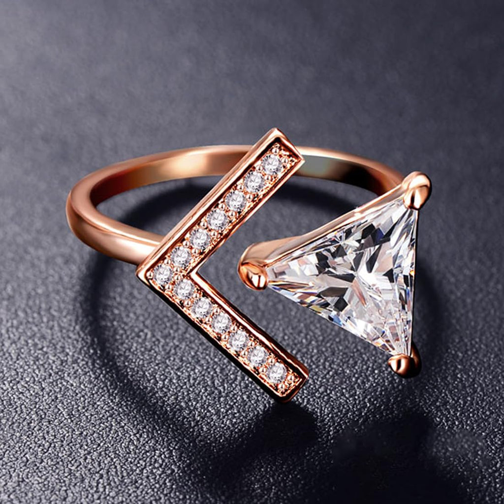 Rose Gold Adjustable Three Piece Crystal Ring
