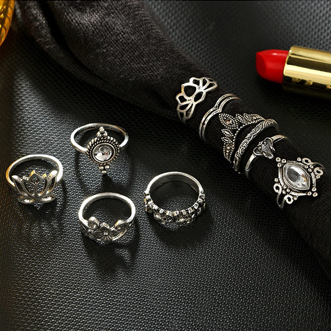 Silver Oxidised Flower Midi Finger Ring