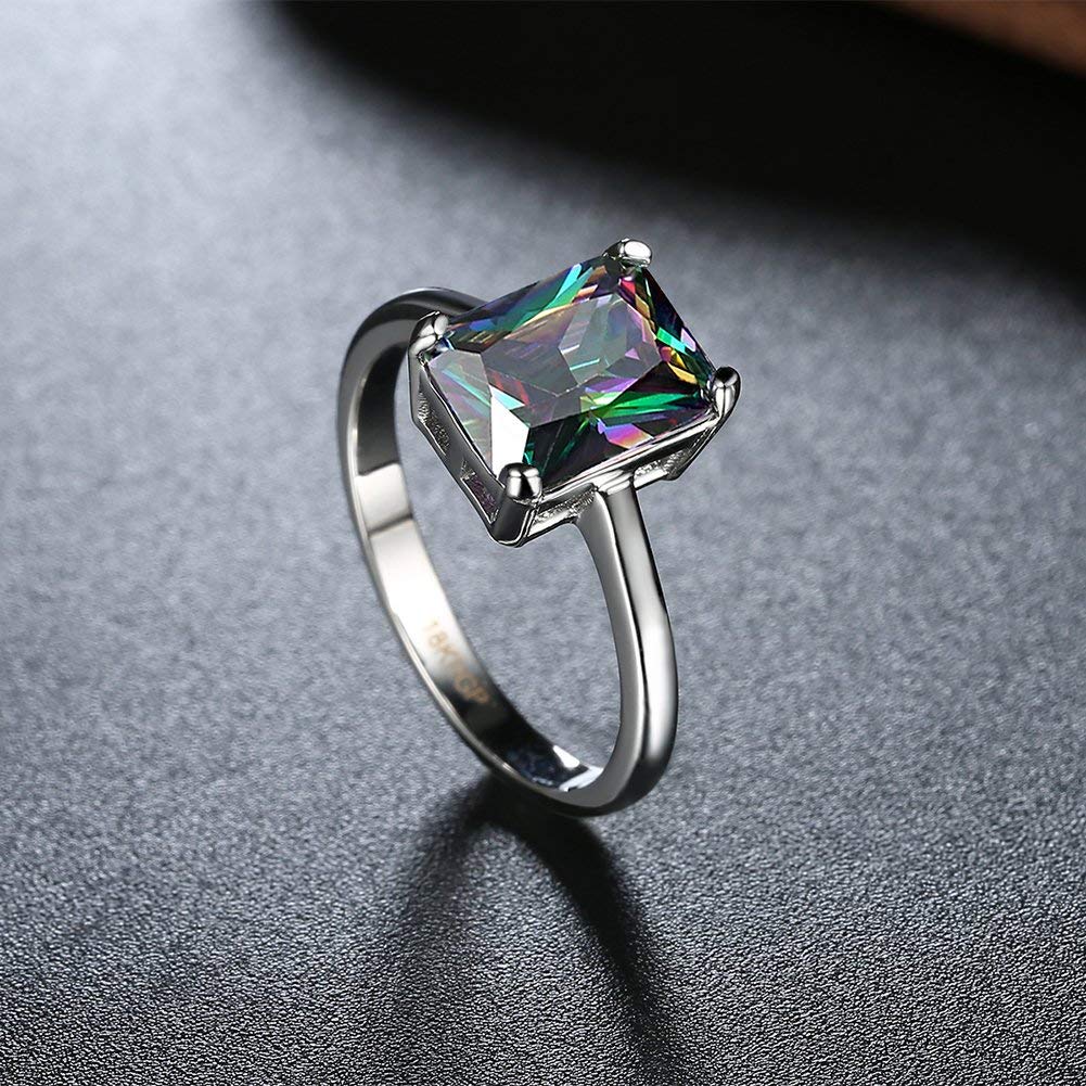 Silver Toned Multi Color Stone Ring