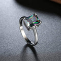 Silver Toned Multi Color Stone Ring