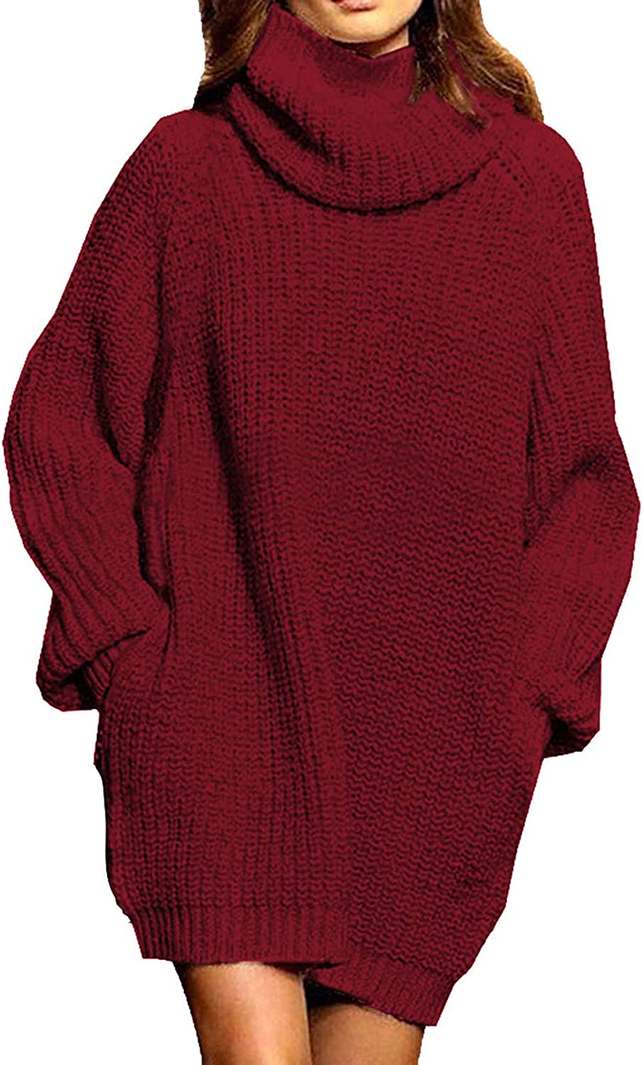 Loose Turtleneck Oversize Pullover Sweater Mini Dress