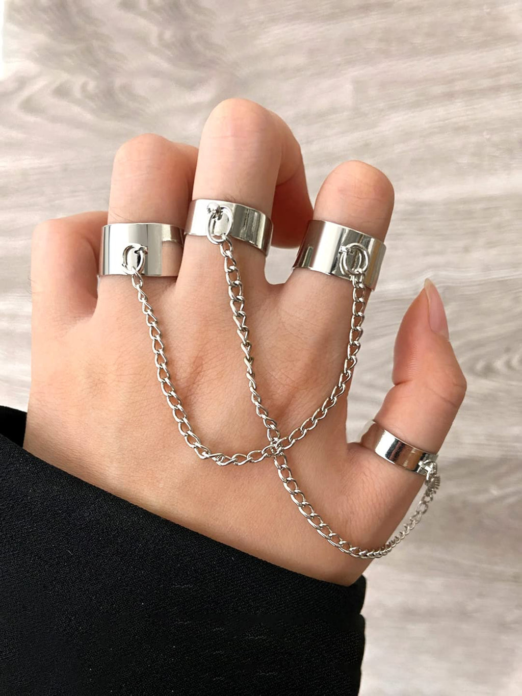 Silver Plated Chain Linked Adjustable Ring