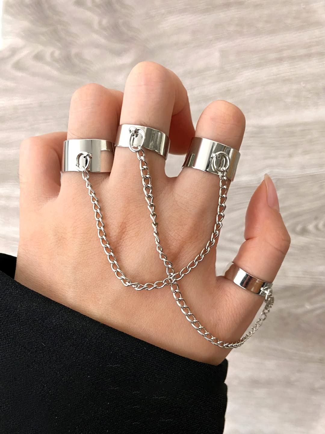 Silver Plated Chain Linked Adjustable Ring