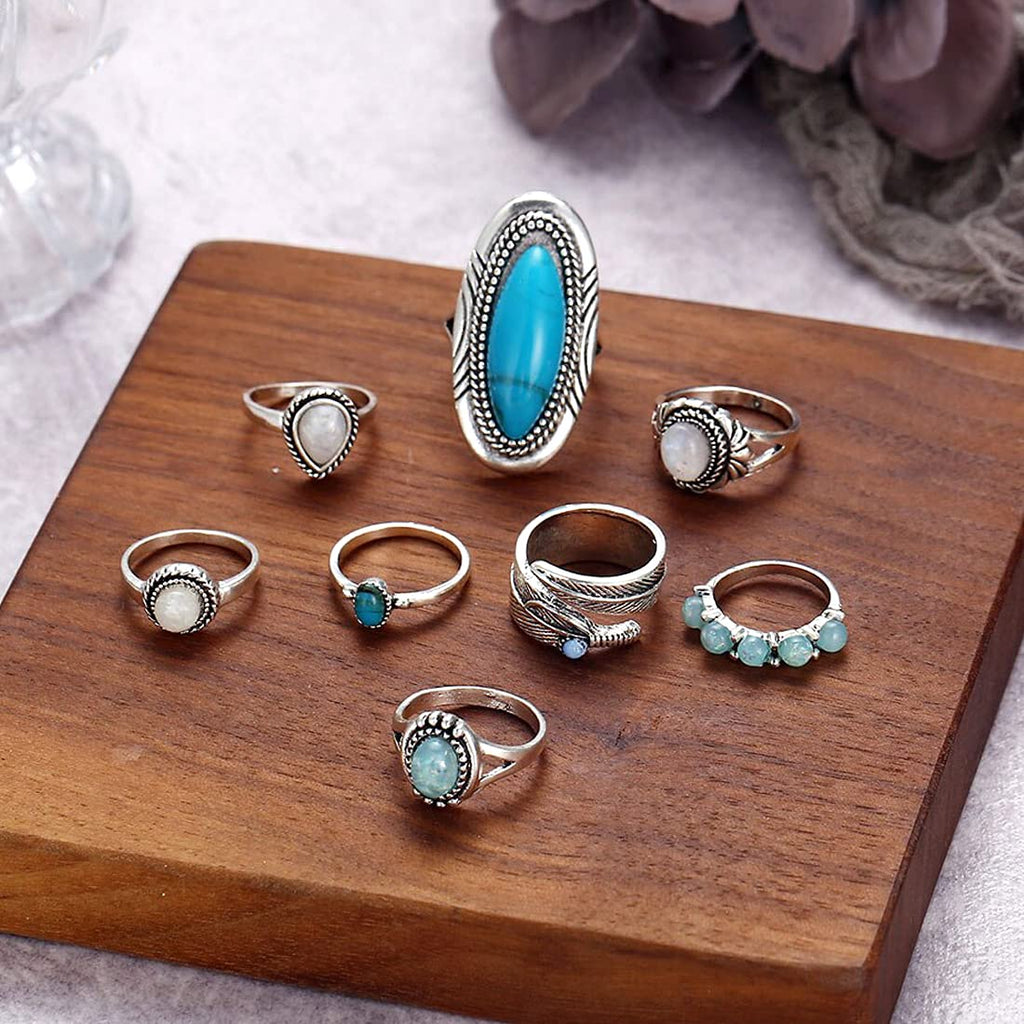 Blue Turquoise Stone Knuckle Midi Dress