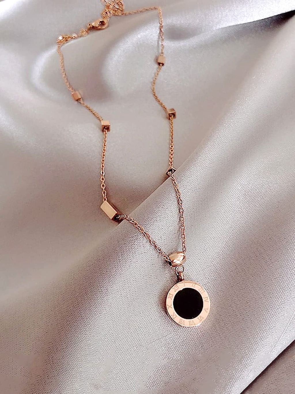 Rose Gold Roman Pendant Chain Necklace