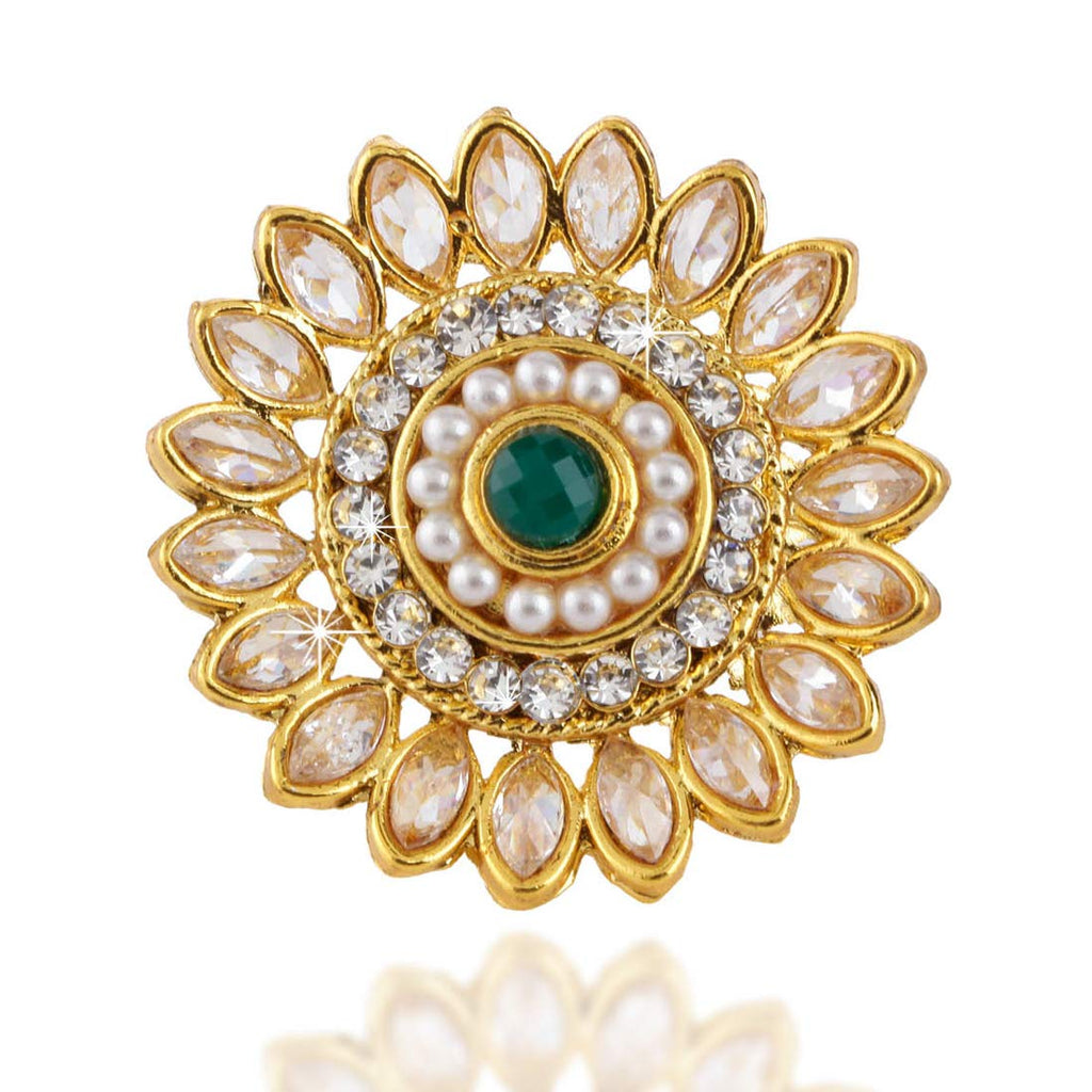 Gold Plated Floral Cocktail Adjustable Ring