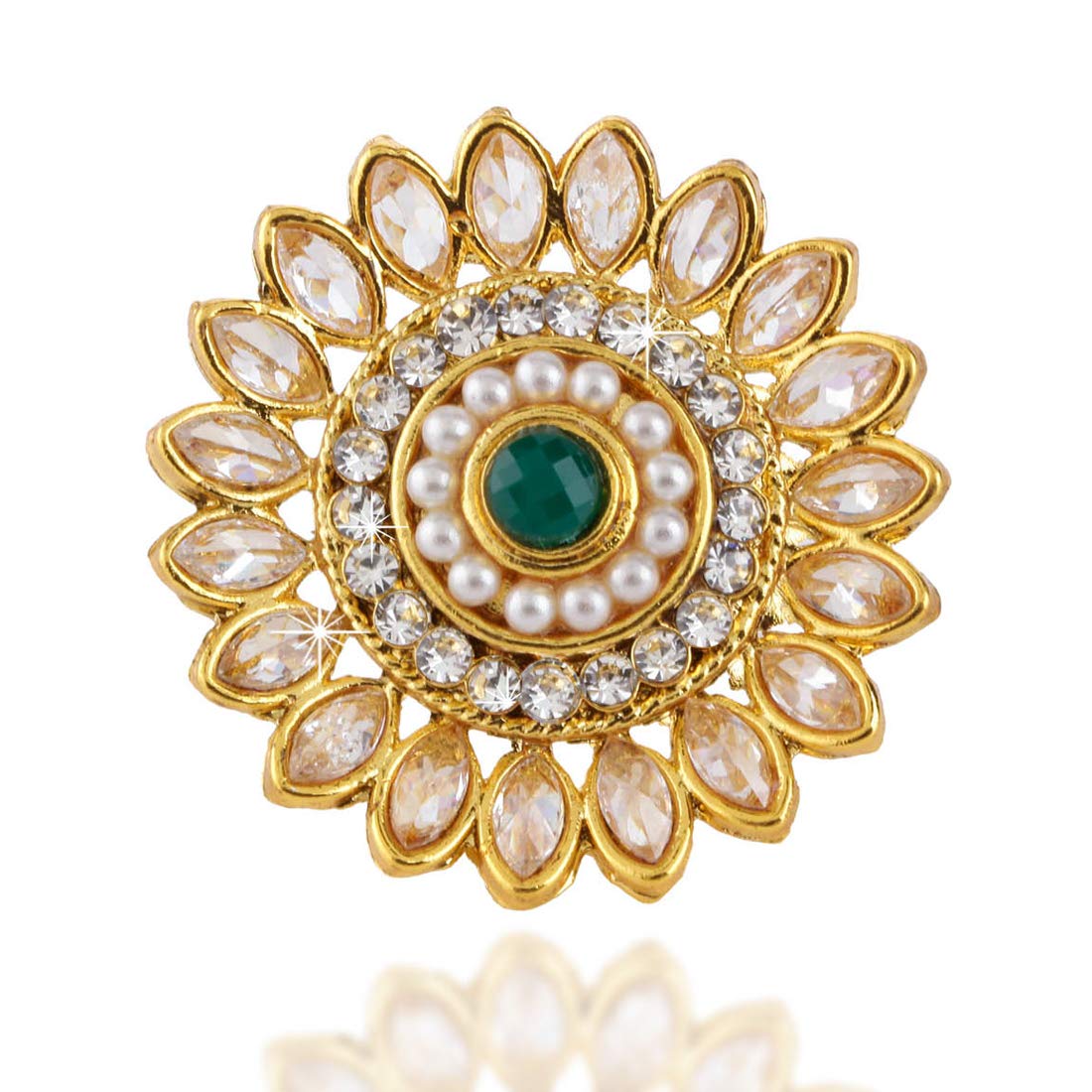 Gold Plated Floral Cocktail Adjustable Ring